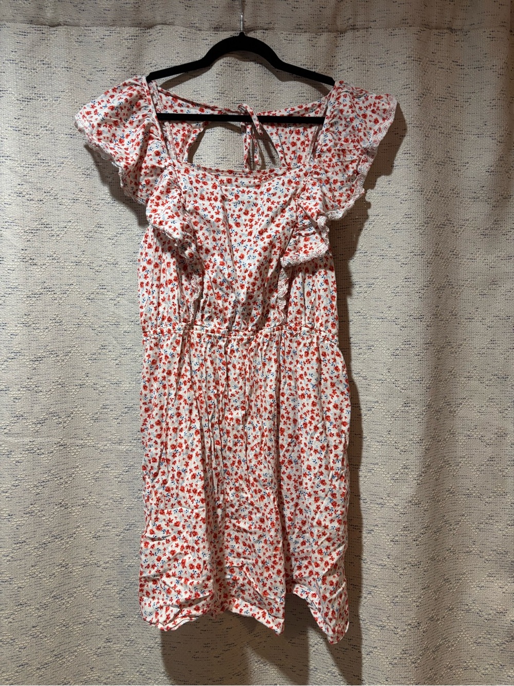 Old Navy White Mini Dress with Red Floral Print